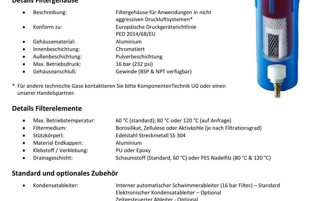 K-TecDruckluftfilterKTF – Serie